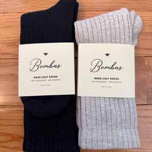 Bomba's Heavyweight Ragg Calf Socks 2-Pack (Black and Tan) Unisex Womens Medium